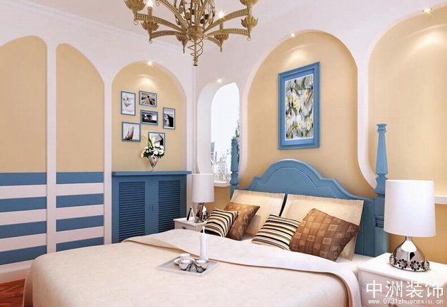 地中海风格次卧室装修实景图